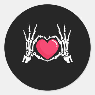 Skeleton Hand Heart Halloween  Classic Round Sticker