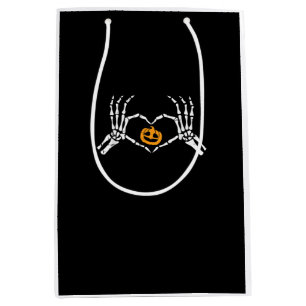 Skeleton Hand Heart Halloween Costume Pumpkin Medium Gift Bag