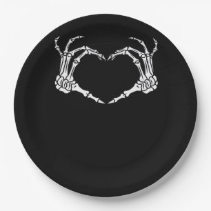 Skeleton Hand Heart Halloween Design  Paper Plate