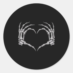 Skeleton Hand Heart Halloween Valentines Matching  Classic Round Sticker