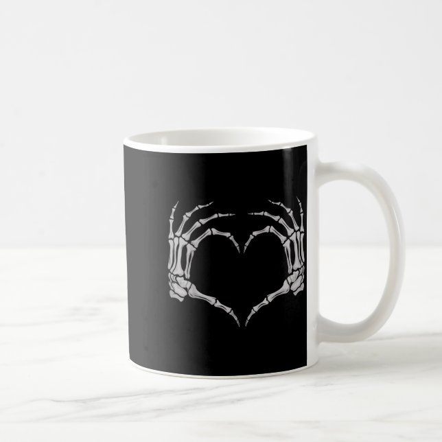 Skeleton Hand Heart Halloween Valentines Matching  Coffee Mug (Right)