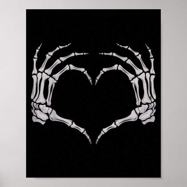 Skeleton Hand Heart Halloween Valentines Matching  Poster (Front)