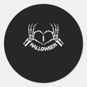 Skeleton Hand Heart Lazy Halloween Costume Funny Classic Round Sticker