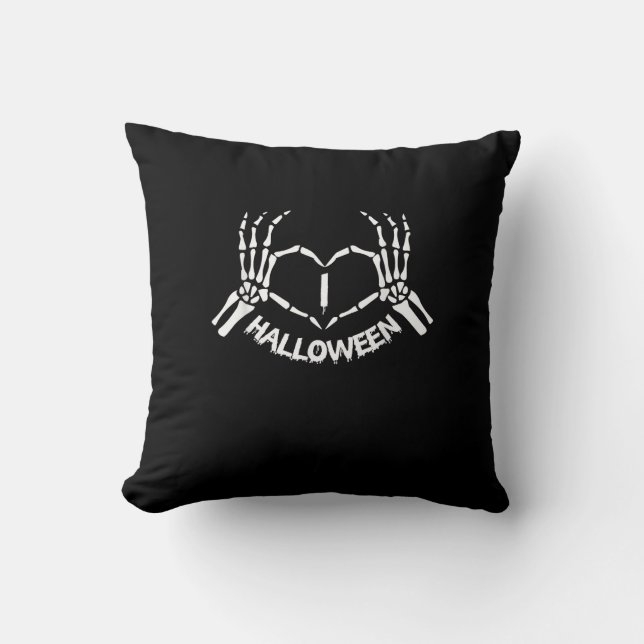 Skeleton Hand Heart Lazy Halloween Costume Funny Cushion (Front)