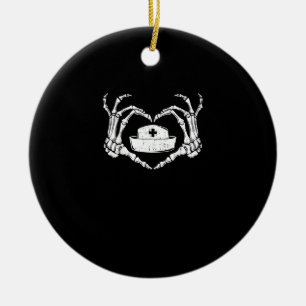 Skeleton Hand Heart Lazy Halloween Costume Funny N Ceramic Ornament