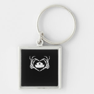 Skeleton Hand Heart Lazy Halloween Costume Funny N Key Ring