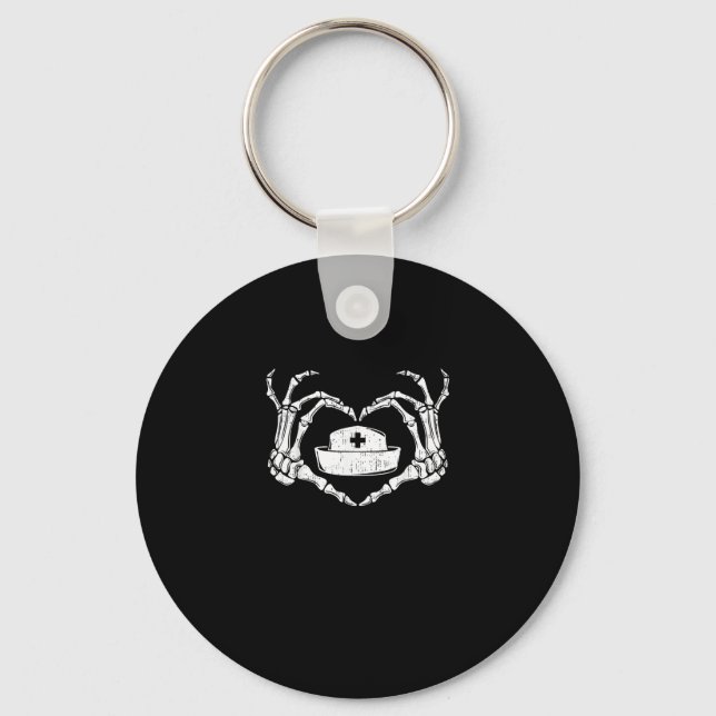 Skeleton Hand Heart Lazy Halloween Costume Funny N Key Ring (Front)