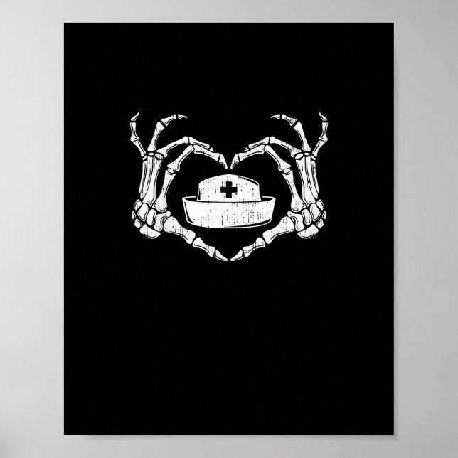 Skeleton Hand Heart Lazy Halloween Costume Funny N Poster (Front)