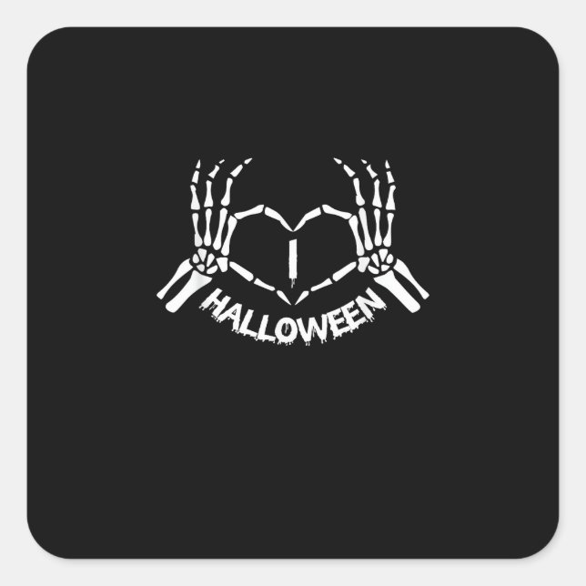 Skeleton Hand Heart Lazy Halloween Costume Funny Square Sticker (Front)