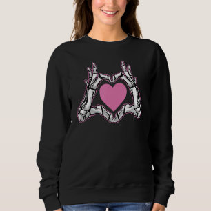 Skeleton Hand Heart Love Sign Bones   Halloween Co Sweatshirt