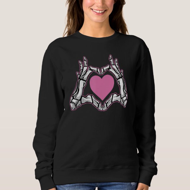 Skeleton Hand Heart Love Sign Bones   Halloween Co Sweatshirt (Front)