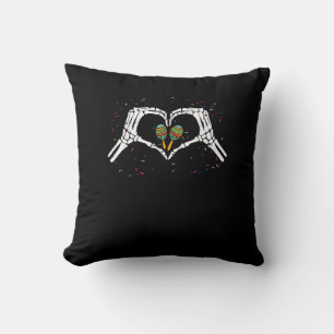 Skeleton Hand Heart Maracas Cinco De Mayo Mexican  Cushion