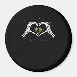 Skeleton Hand Heart Maracas Cinco De Mayo Mexican Magnet