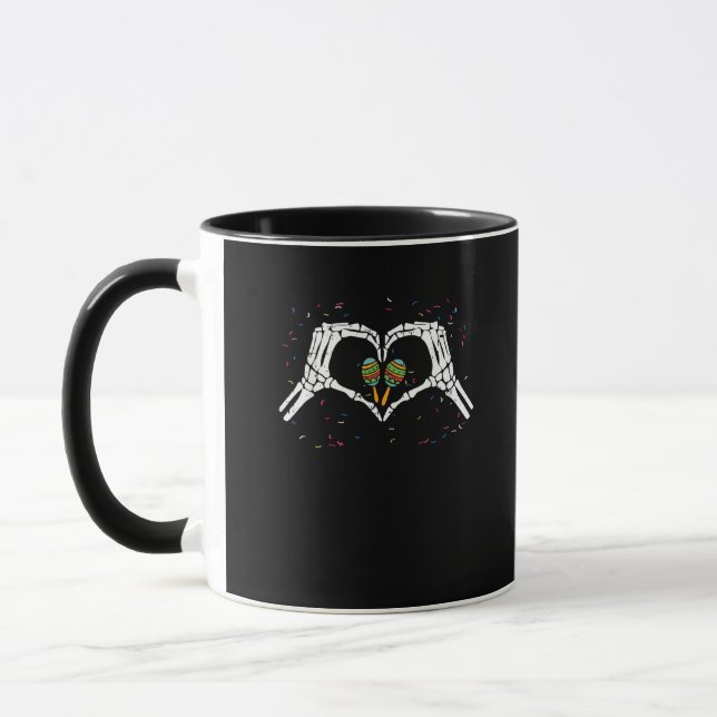 Skeleton Hand Heart Maracas Cinco De Mayo Mexican  Mug (Left)