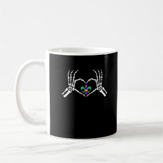 Skeleton Hand Heart Mardi Gras Coffee Mug