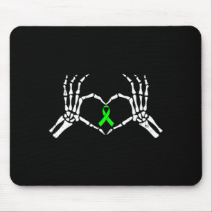 Skeleton hand heart mental health awareness ribbon mouse pad