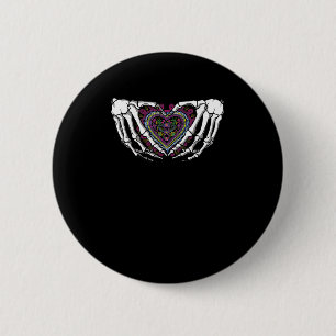 Skeleton Hand Heart Muertos Mexican Day Of Dead 6 Cm Round Badge