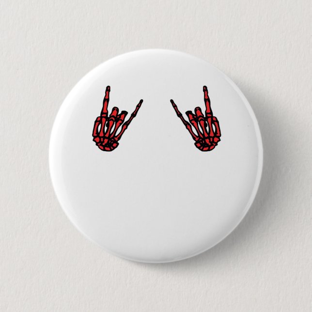 Skeleton Hand Heart Roll & Red Classic  6 Cm Round Badge (Front)