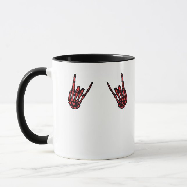Skeleton Hand Heart Roll & Red Classic  Mug (Left)