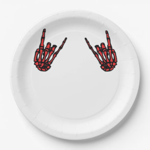 Skeleton Hand Heart Roll & Red Classic Paper Plate