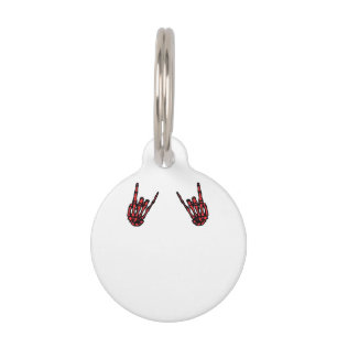 Skeleton Hand Heart Roll & Red Classic  Pet Tag