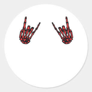 Skeleton Hand Heart Roll & Red Classic Round Sticker