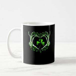 Skeleton Hand Heart Shamrock St Patricks Day Paddy Coffee Mug