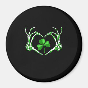 Skeleton Hand Heart Shamrock St Patricks Day Paddy Magnet