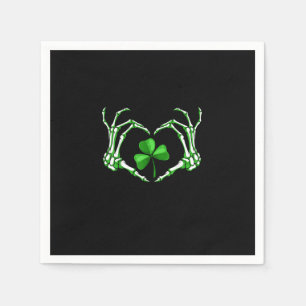 Skeleton Hand Heart Shamrock St Patricks Day Paddy Napkin