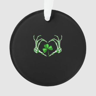 Skeleton Hand Heart Shamrock St Patricks Day Paddy Ornament