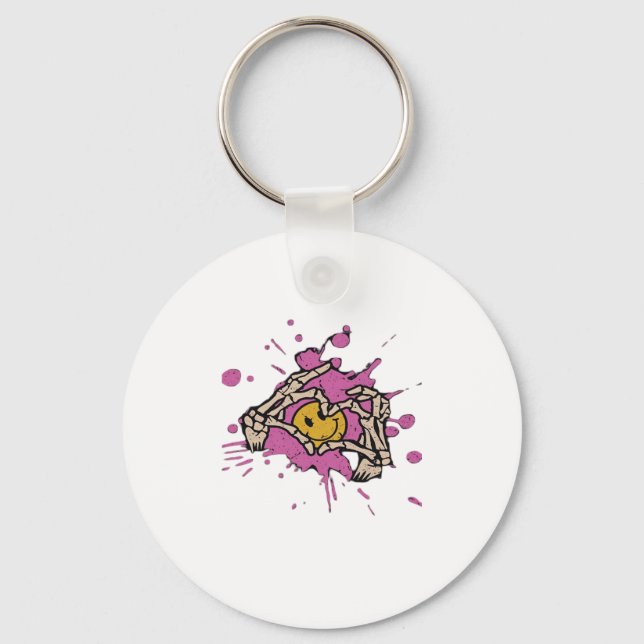 Skeleton Hand Heart Show Classic Key Ring (Front)