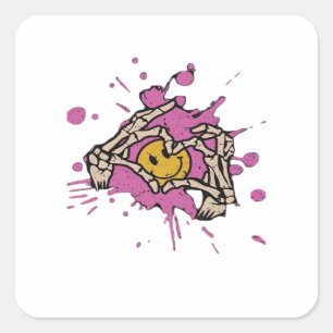 Skeleton Hand Heart Show Classic Square Sticker