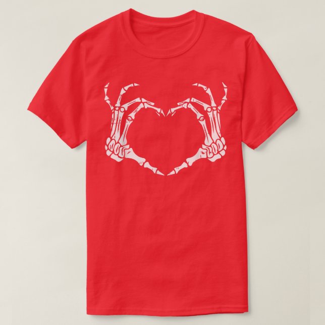 Skeleton Hand Heart Sign Bones Costume Funny Hallo T-Shirt (Design Front)