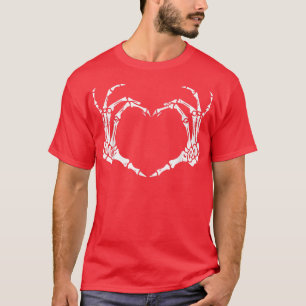 Skeleton Hand Heart Sign Bones Costume Funny Hallo T-Shirt
