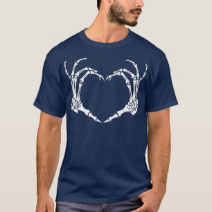 Skeleton Hand Heart Sign Bones Costume Funny Hallo T-Shirt