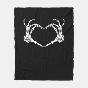 Skeleton Hand Heart Sign Costume Funny Halloween Fleece Blanket