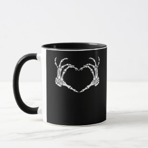 Skeleton Hand Heart Sign Costume Funny Halloween Mug