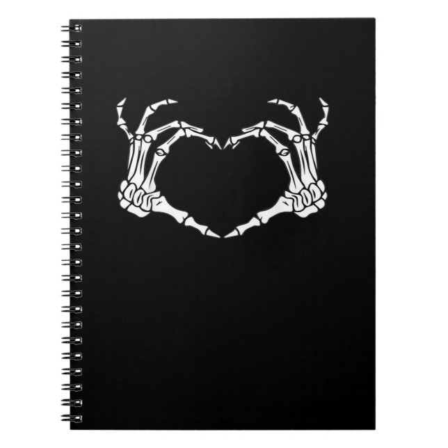 Skeleton Hand Heart Sign Costume Funny Halloween Notebook (Front)