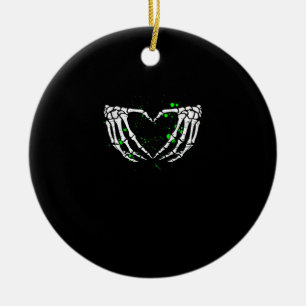 Skeleton Hand Heart Sign Costume Halloween Ceramic Ornament