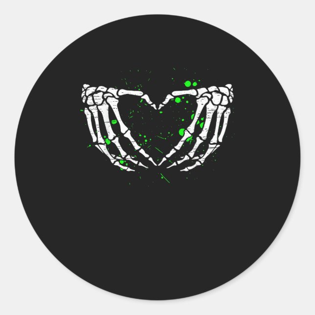 Skeleton Hand Heart Sign Costume Halloween Classic Round Sticker (Front)