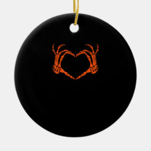 Skeleton Hand Heart Sign Costume Halloween Design Ceramic Ornament