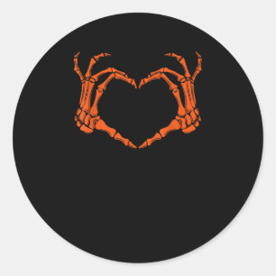 Skeleton Hand Heart Sign Costume Halloween Design Classic Round Sticker