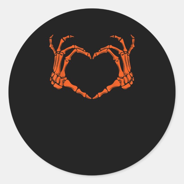 Skeleton Hand Heart Sign Costume Halloween Design Classic Round Sticker (Front)