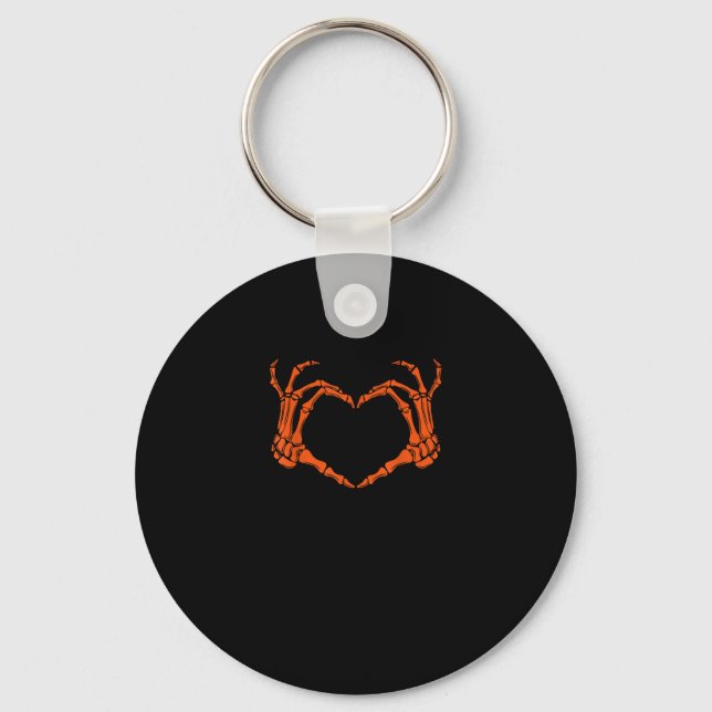 Skeleton Hand Heart Sign Costume Halloween Design Key Ring (Front)