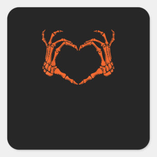 Skeleton Hand Heart Sign Costume Halloween Design Square Sticker