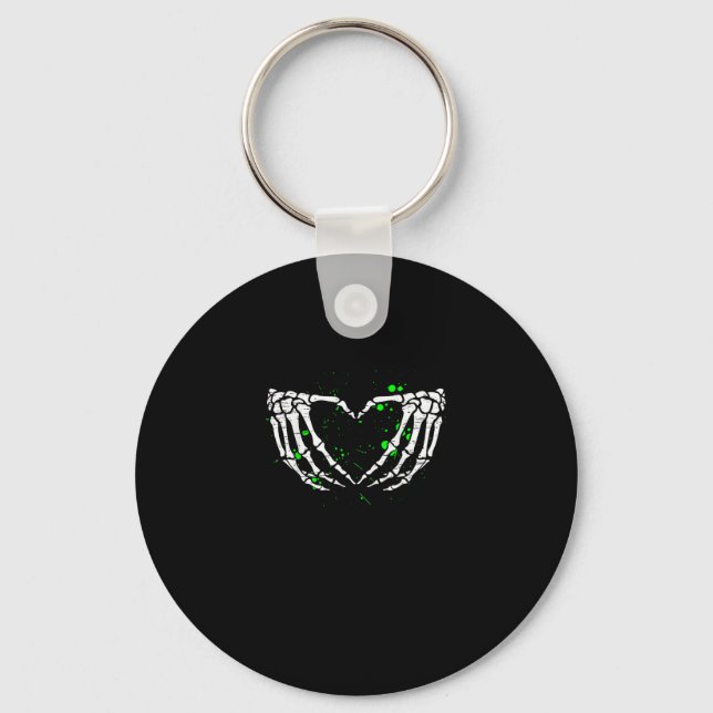 Skeleton Hand Heart Sign Costume Halloween Key Ring (Front)