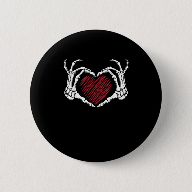 Skeleton Hand Heart Sign Costume Trending Hallowee 6 Cm Round Badge (Front)
