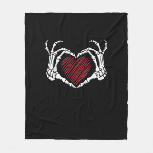 Skeleton Hand Heart Sign Costume Trending Hallowee Fleece Blanket