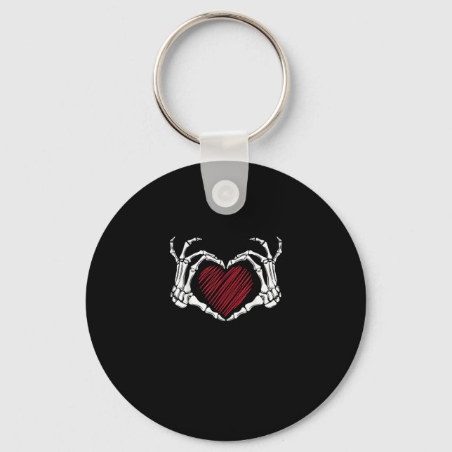 Skeleton Hand Heart Sign Costume Trending Hallowee Key Ring (Front)