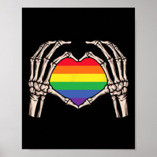 Skeleton Hand Heart Sign Retro Halloween Lgbt Rain